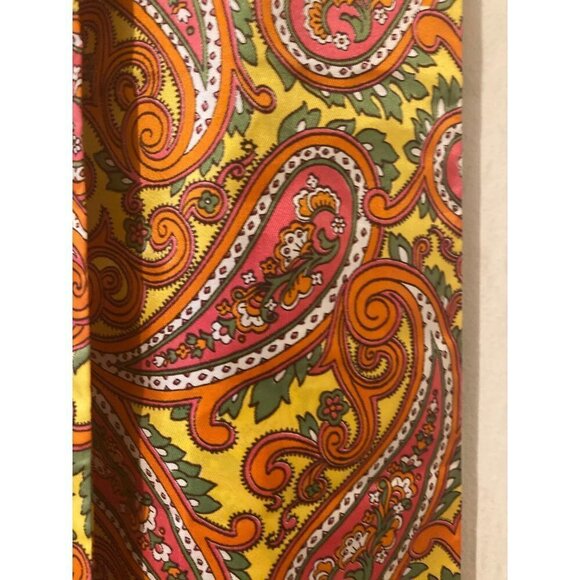 BAAR & BEARDS INC Womens Paisley Scarf Yellow Orange Fringe Hippy Vibe VGC - Picture 4 of 6